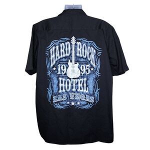 Vintage Y2K Hard Rock Hotel Las Vegas Mechanic Work Shirt Mens Size 2XL Black